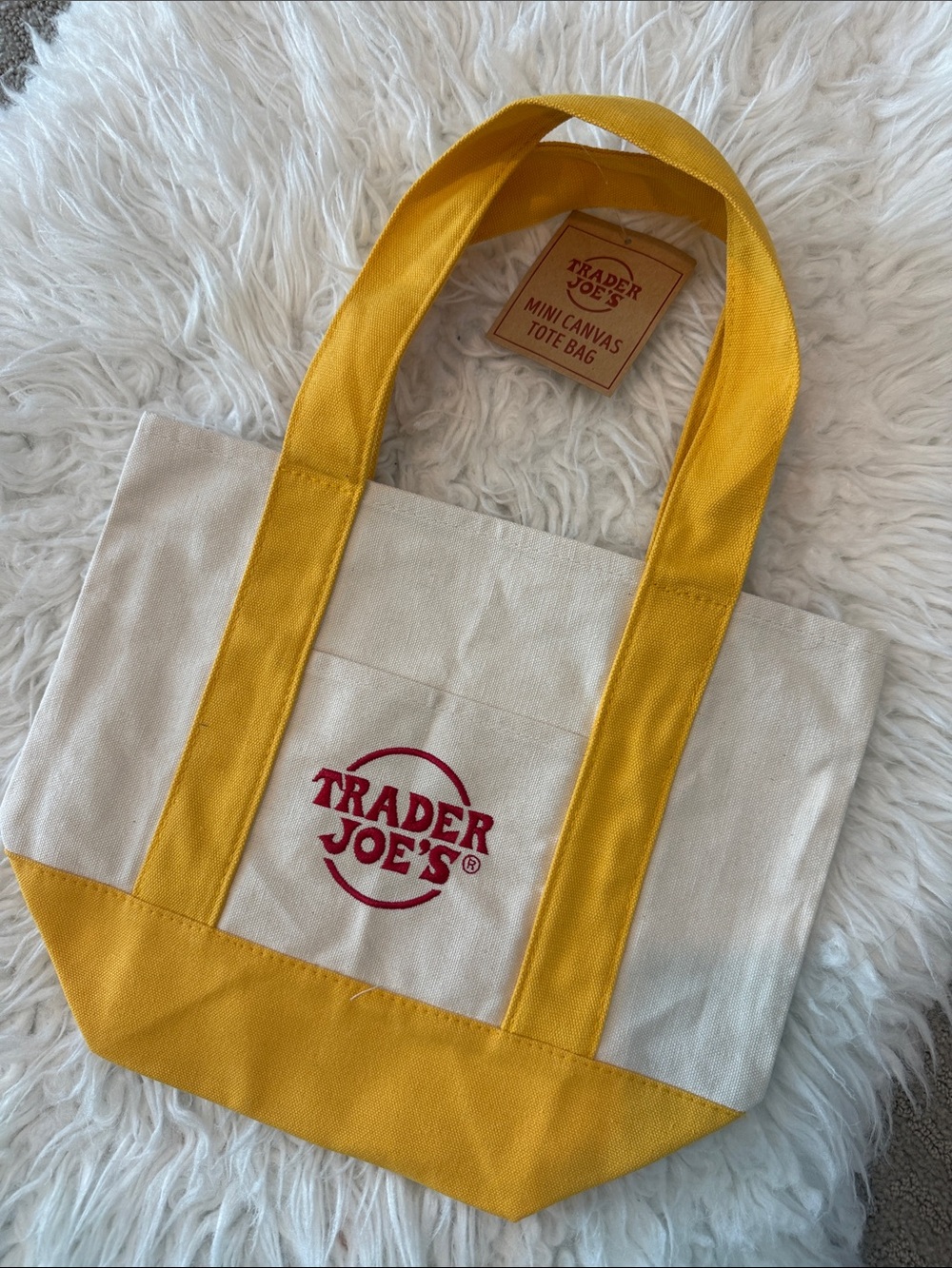 Trader Joe's Yellow-Accent Mini Canvas Tote Bag